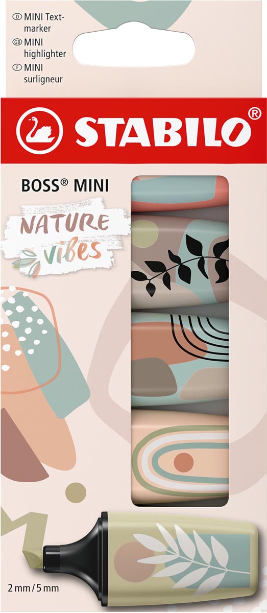 STABILO BOSS MINI naturevibes markeerstift, geassorteerde kleuren, blister van 5 stuks afbeelding