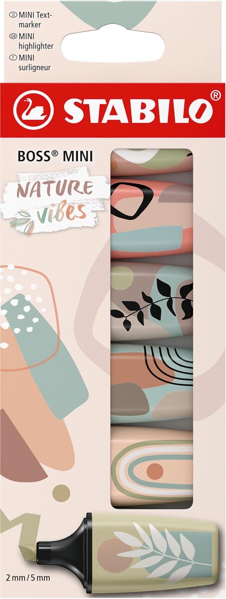 STABILO BOSS MINI naturevibes markeerstift, geassorteerde kleuren, blister van 6 stuks afbeelding