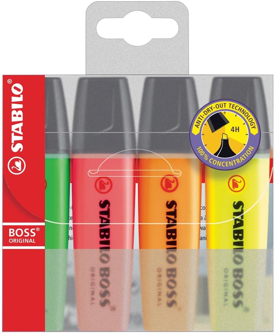 Etui 4 surligneurs STABILO BOSS SPLASH Coloris assortis Surligneur