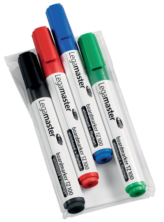 Legamaster whiteboardmarker TZ 100, etui met 4 stuks in geassorteerde kleuren afbeelding