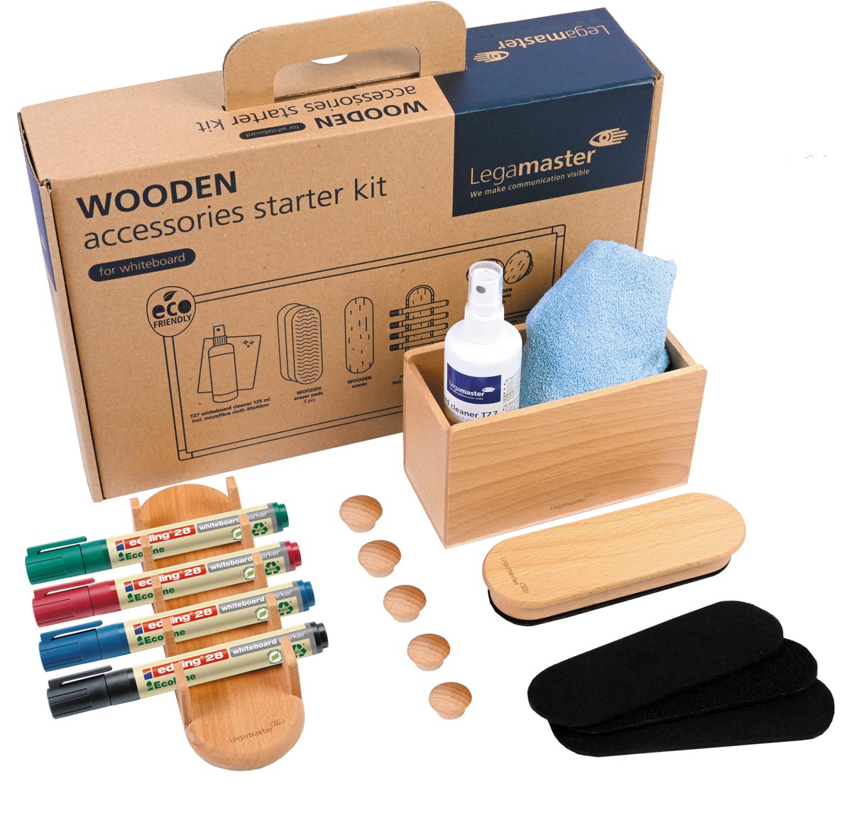 Legamaster WOODEN starterkit voor whiteboards, doos afbeelding