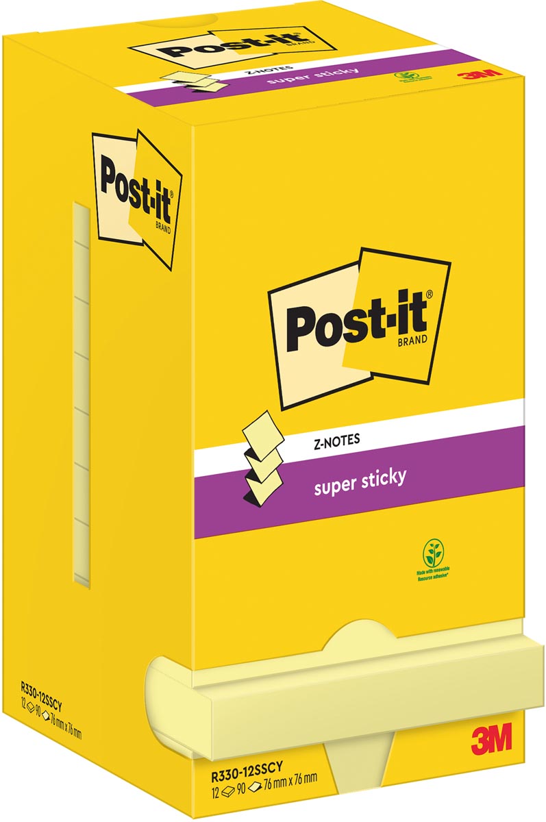 Memoblok 3m post-it z-note s330 sticky geel