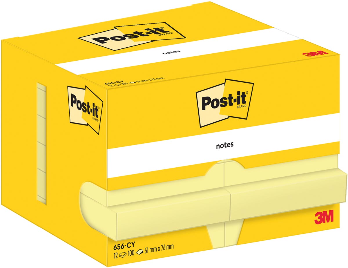 Memoblok 3m post-it 656 51x76mm geel