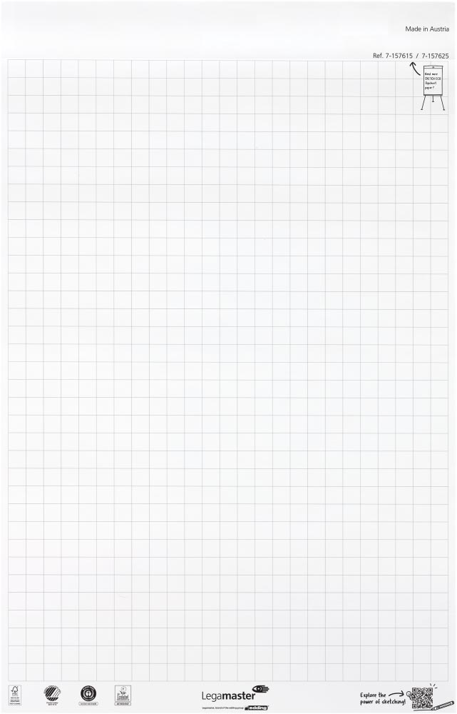 Legamaster flipchartpapier Sketch ECO, ft 98 x 65 cm, geruit, 50 vel, pak van 2 stuks afbeelding