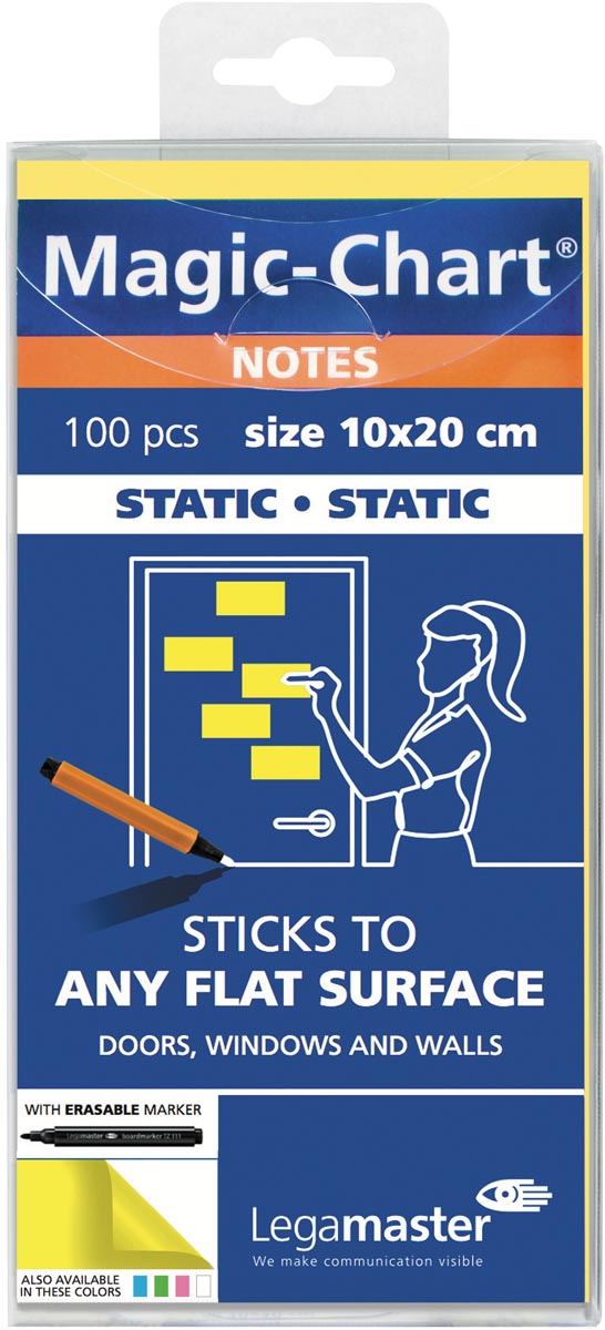 Legamaster Magic-Chart notes, 100 vel, ft 10 x 20 cm, geel Legamaster Magic-Chart notes, 100 vel, ft 10 x 20 cm, geel