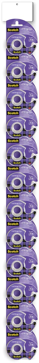 Scotch GiftWrap tape, ft 19 x 15 m, 2 clipstrips met elk 12 blisters