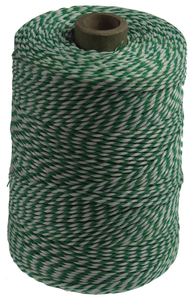 Katoentouw, groen-wit, klos van 200 g, ongeveer 200 m