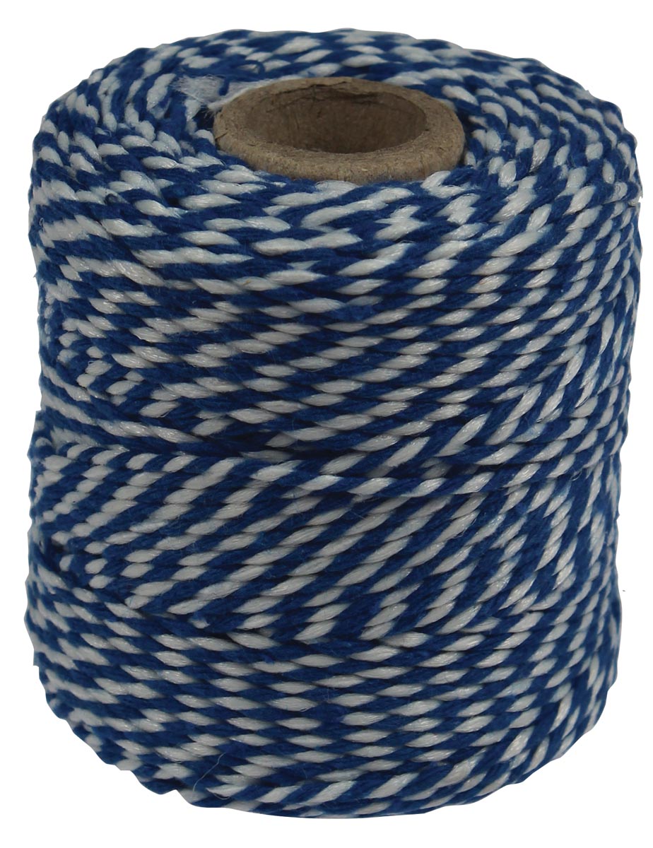 Afbeelding van Katoentouw, blauw-wit, klos van 50 g, ongeveer 55 m