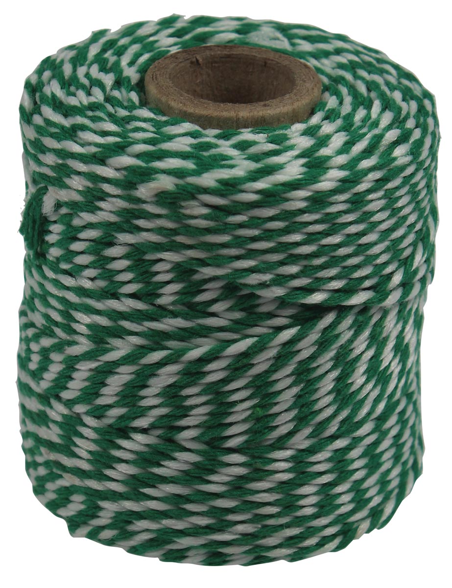 Katoentouw, groen-wit, klos van 50 g, ongeveer 45 m