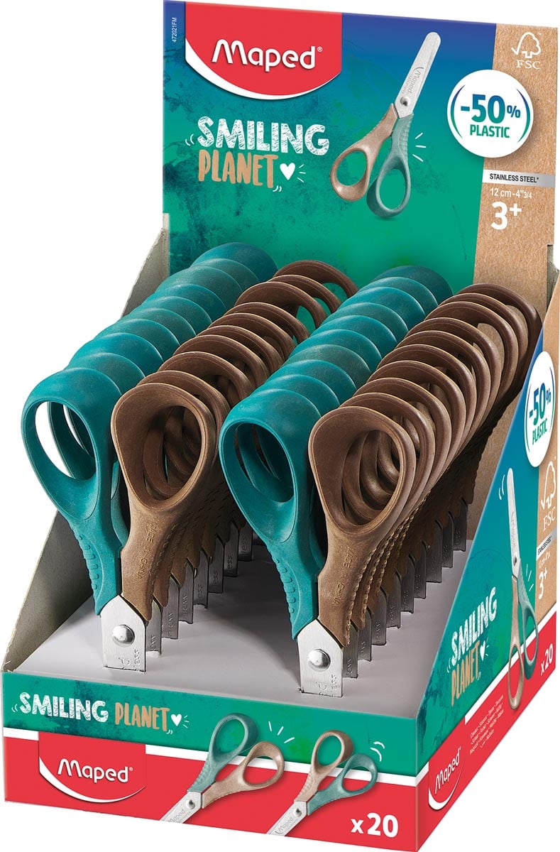 Maped Smiling Planet schaar Vivo, 12 cm, display van 20 stuks Maped Smiling Planet schaar Vivo, 12 cm, display van 20 stuks