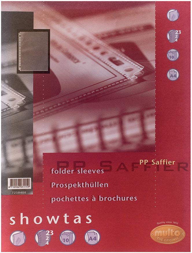 Multo Geperforeerde Showtas Ft A4 23 Gaatsperforatie 80 Micron Gekorreld huismerk kopen in de aanbieding Multo Geperforeerde Showtas Ft A4 23 Gaatsperforatie 80 Micron Gekorreld huismerk kopen in de aanbieding