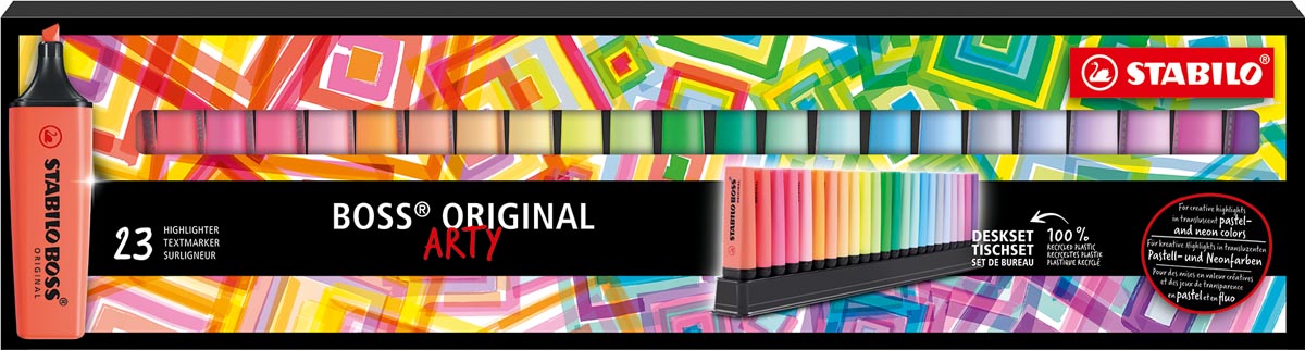 STABILO BOSS ORIGINAL markeerstift Arty, deskset van 23 stuks in geassorteerde kleuren afbeelding