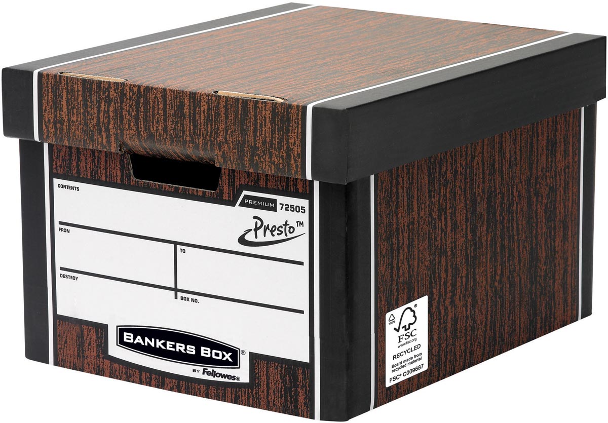 Bankers Box premium standaard opbergdoos, ft 33 x 25,4 x 38,1, houtnerf Bankers Box premium standaard opbergdoos, ft 33 x 25,4 x 38,1, houtnerf