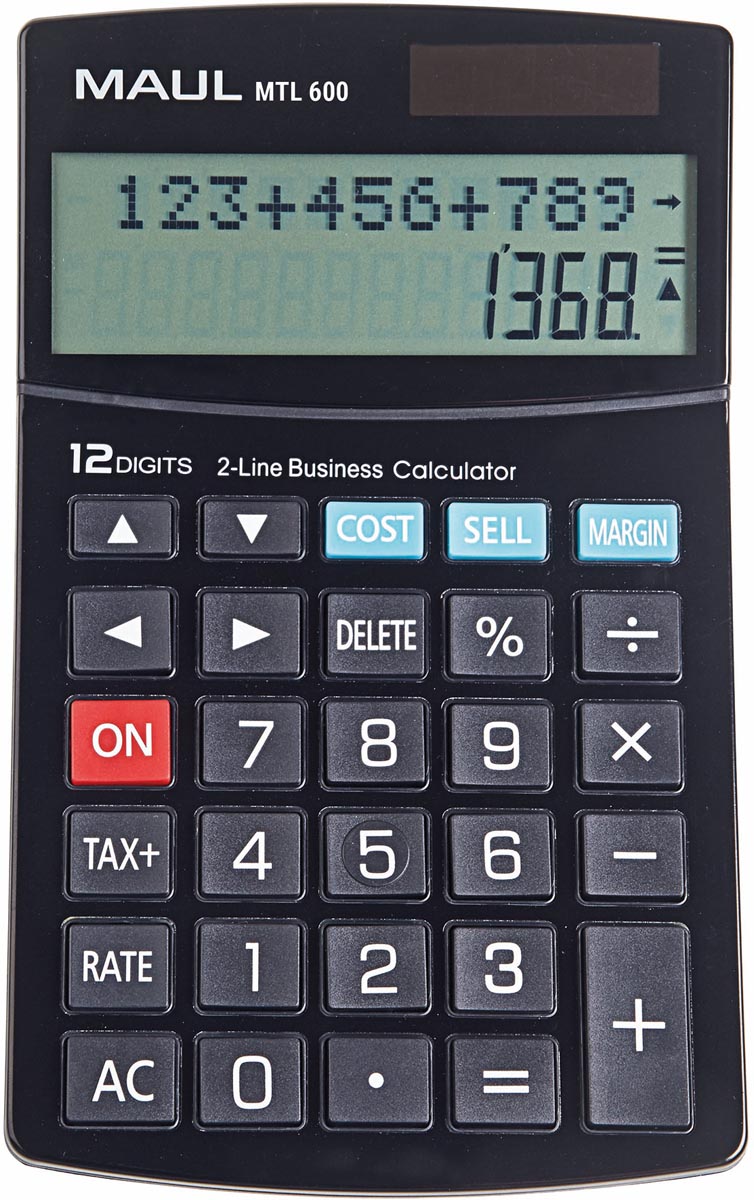 Maul bureaurekenmachine MTL 600, 2-regelig, zwart afbeelding