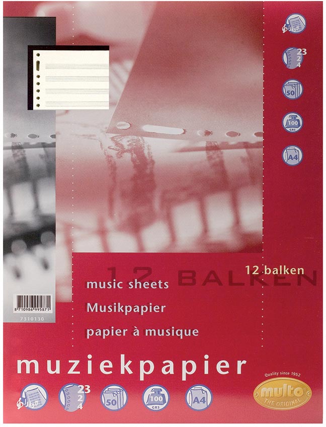 Multo muziekpapier voor ft A4, 23-gaatsperforatie afbeelding