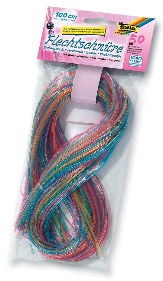 Folia scoubidou draad met glitter, pak met 50 draden