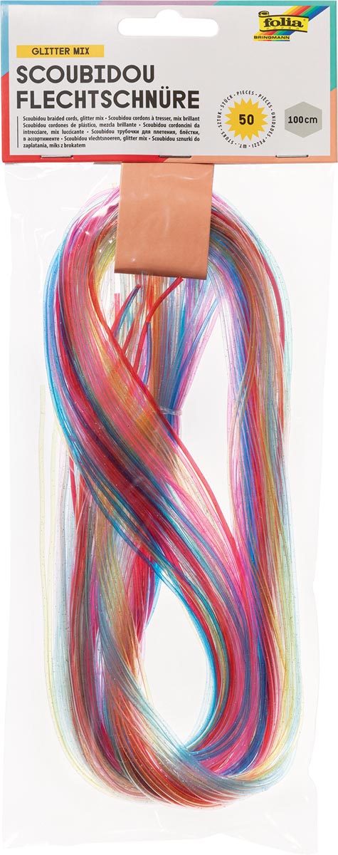 Folia scoubidou draad met glitter, pak met 50 draden afbeelding