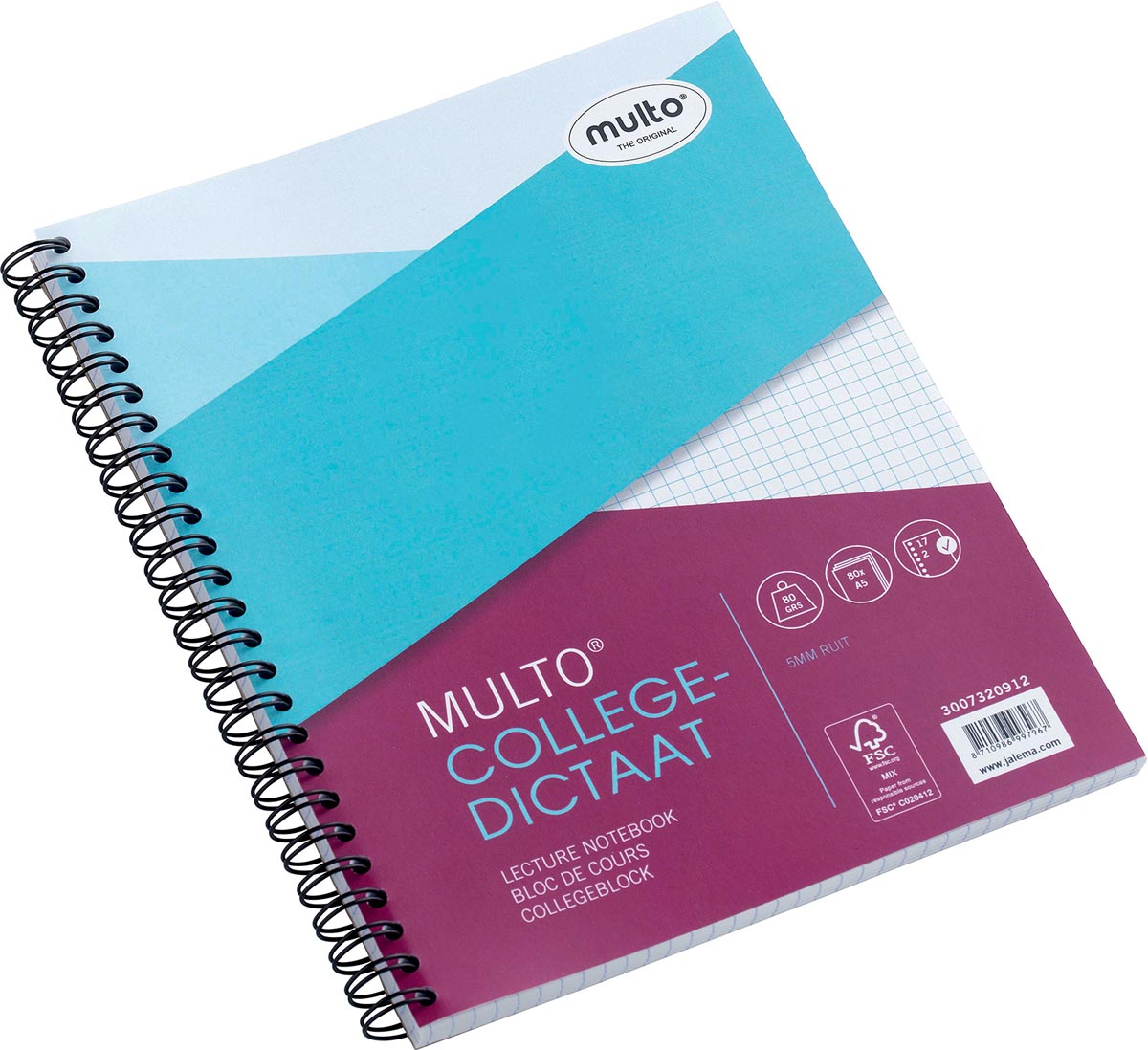 Multo collegedictaat ft 16,5 x 21 cm, geruit 5 mm, 17-gaats afbeelding