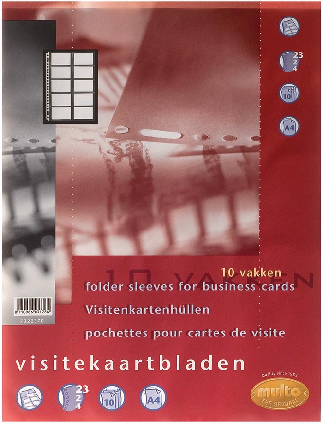 Multo geperforeerde showtas voor visitekaarten ft A4, 10 vakken, pak van 10 stuks afbeelding