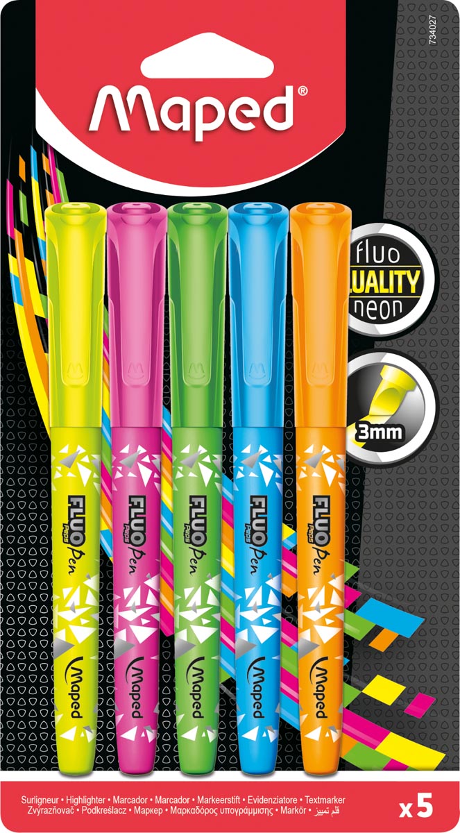 Maped markeerstift Fluo Pen, blister met 5 stuks afbeelding
