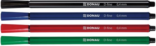 DONAU D-fine fineliner, 0,4 mm, etui van 4 stuks, geassorteerde kleuren-2