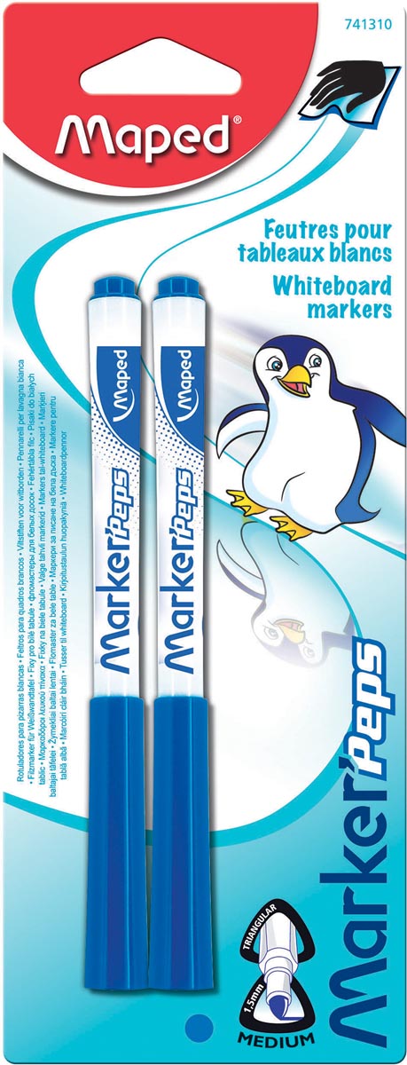 Maped whiteboardmarker Marker'Peps, blister van 2 stuks, blauw