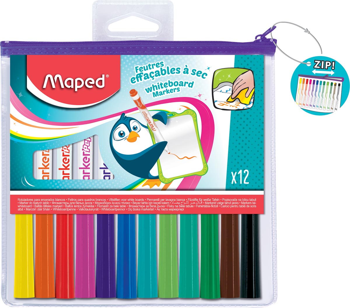 Maped Marker&apos;Peps whiteboardmarker, etui met 12 stuks in geassorteerde kleuren afbeelding
