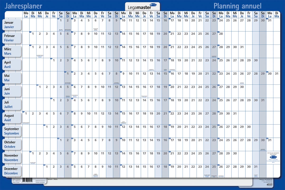 Legamaster gelamineerde jaarplanner 2024 Legamaster gelamineerde jaarplanner 2024