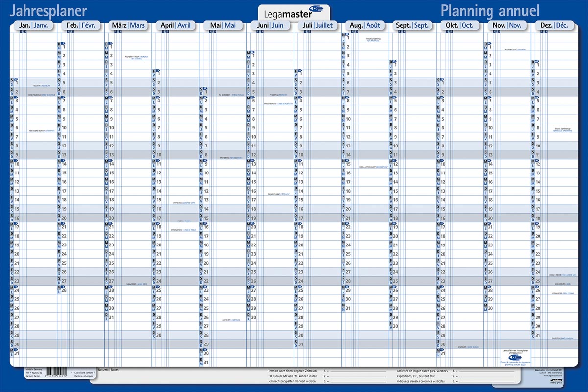 LEGAMASTER JAARPLANNER 2022 60X90 LEGAMASTER JAARPLANNER 2022 60X90