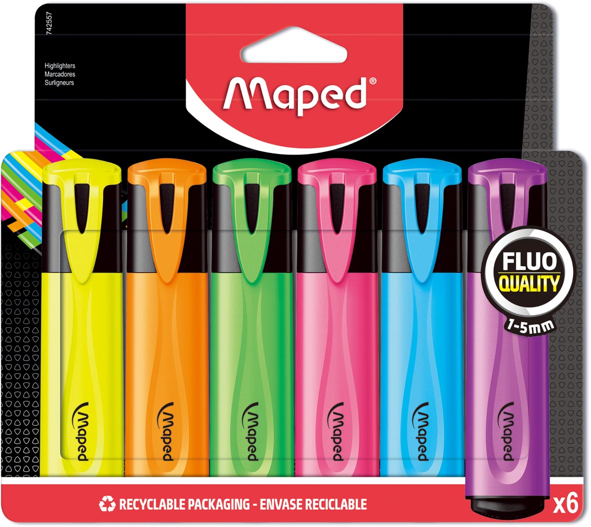 Maped markeerstift Fluo&apos;Peps assortiment blister met 6 stuks afbeelding