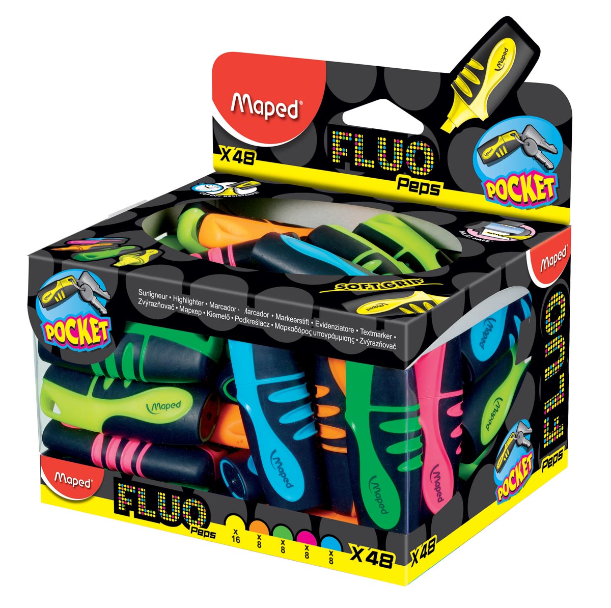 Maped markeerstift Pocket Soft display met 48 stuks