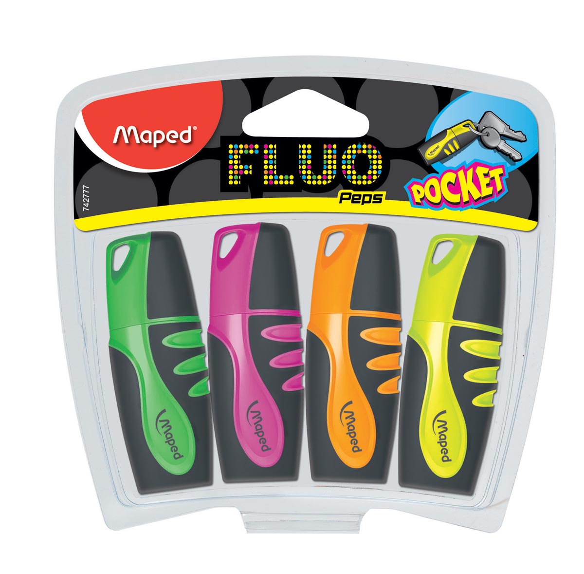 Maped Markeerstift Fluo'Peps Pocket Soft etui van 4 stuks