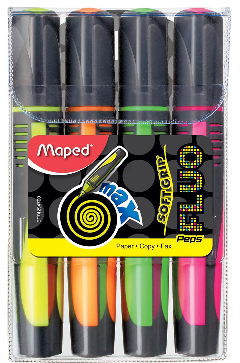Maped markeerstft Fluo Peps Max set van 4