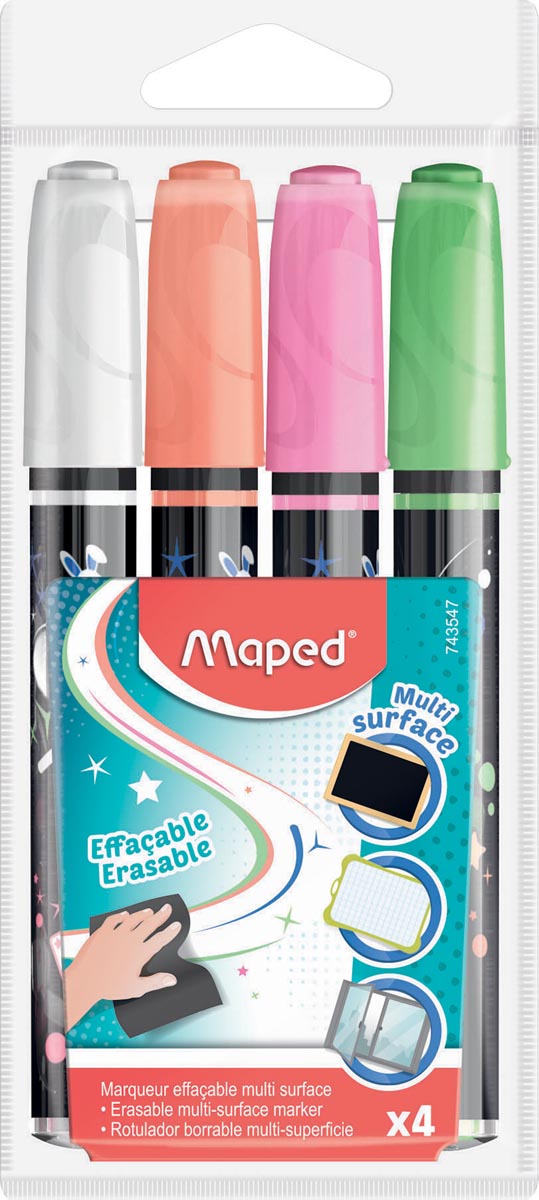 Maped krijtmarker, etui met 4 stuks in geassorteerde kleuren afbeelding