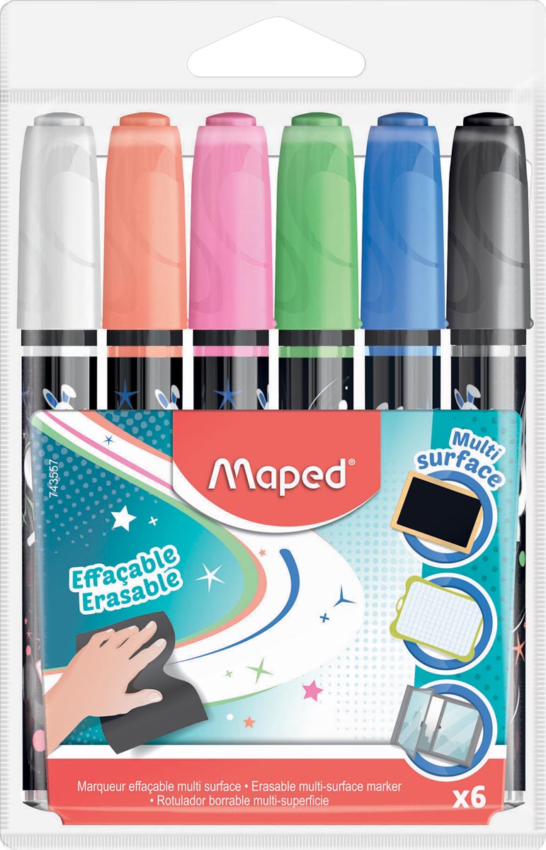 Maped krijtmarker, etui met 6 stuks in geassorteerde kleuren