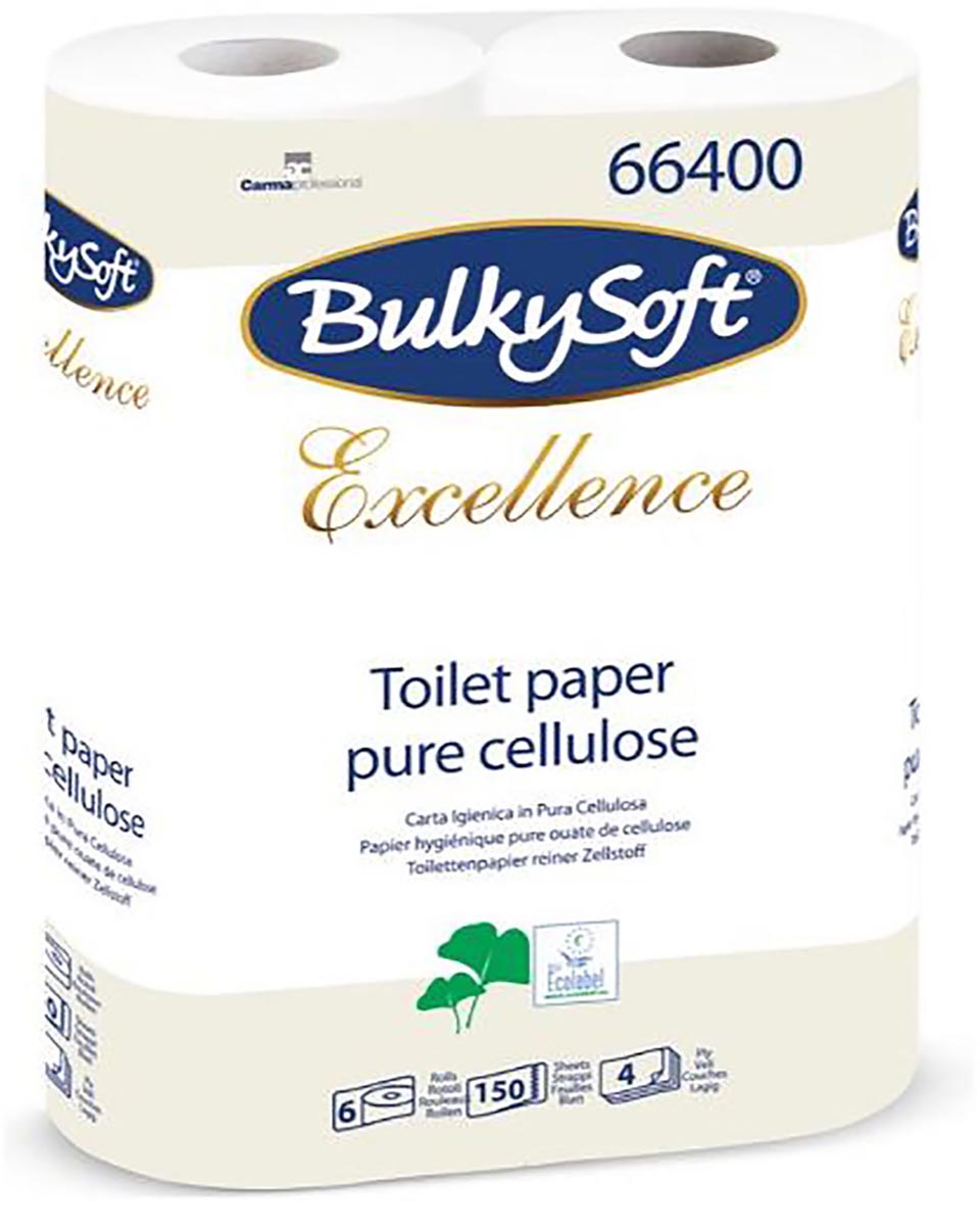 Bulkysoft Excellence toiletpapier, 4-laags, 150 vel, pak van 6 rollen afbeelding