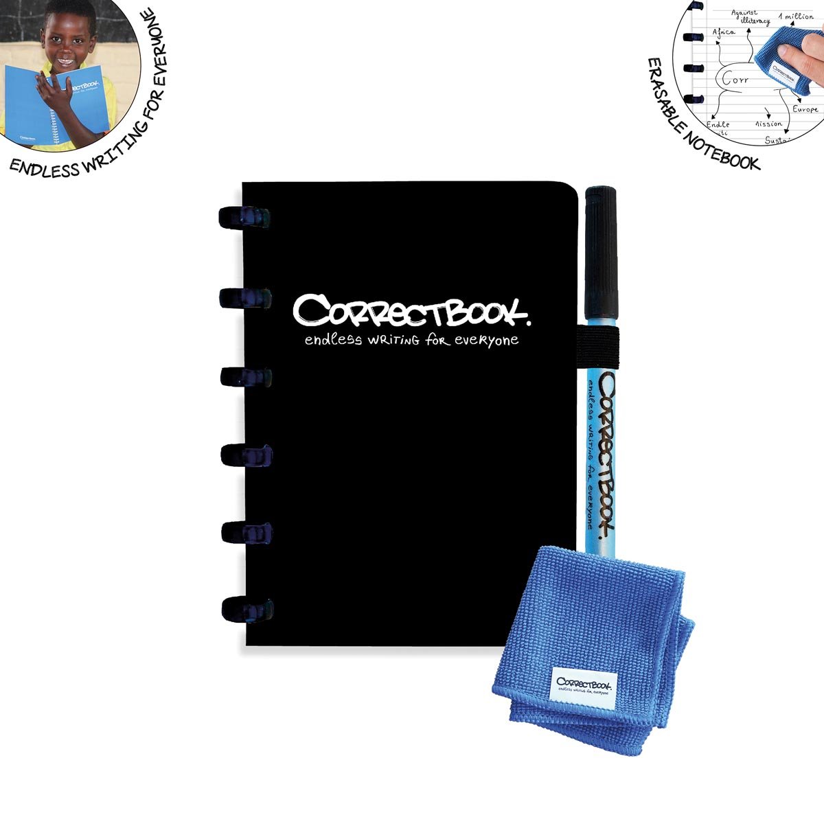 Correctbook A6 Original: uitwisbaar / herbruikbaar notitieboek, gelijnd, Ink Black (zwart) afbeelding