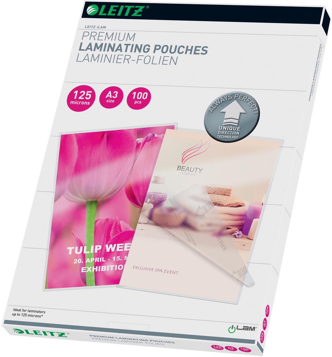 Leitz Ilam lamineerhoes ft A3, 250 micron (2 x 125 micron), pak van 100 stuks afbeelding
