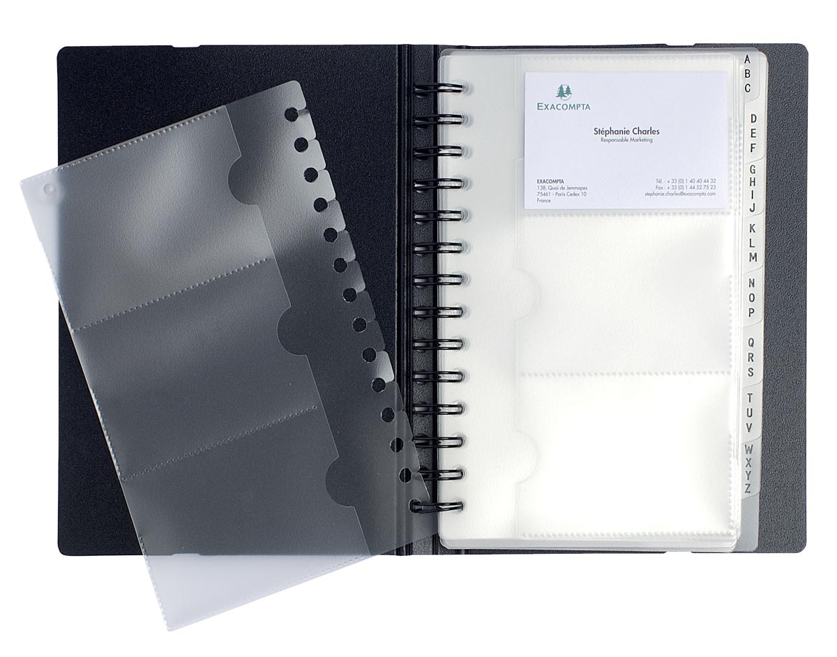 Exacompta Visitekaartenmap Exactive, Ft 20 x 14,5 cm, 120 kaarten, zwart afbeelding