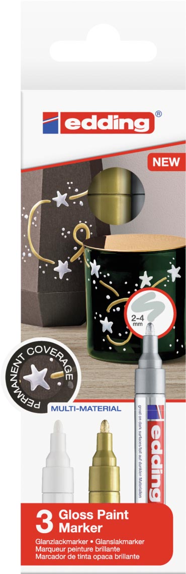 Edding lakmarker 750/3, metallic geassorteerde kleuren