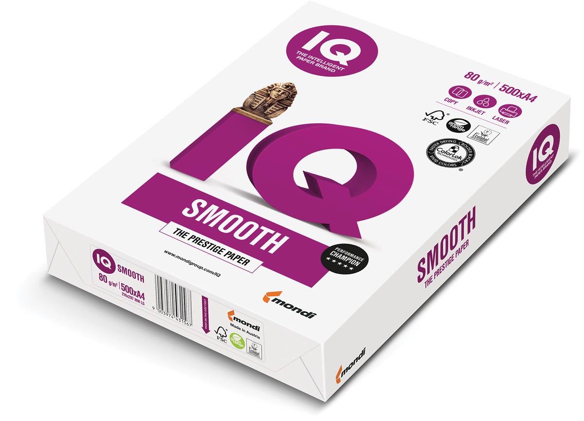 IQ Smooth printpapier ft A4, 80 g, pak van 500 vel