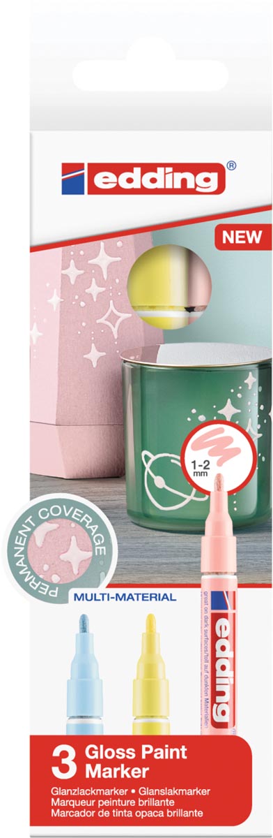 Edding lakmarker 751/3, pastel geassorteerde kleuren