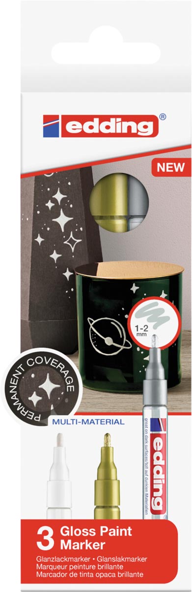 Edding lakmarker 751/3, metallic geassorteerde kleuren afbeelding
