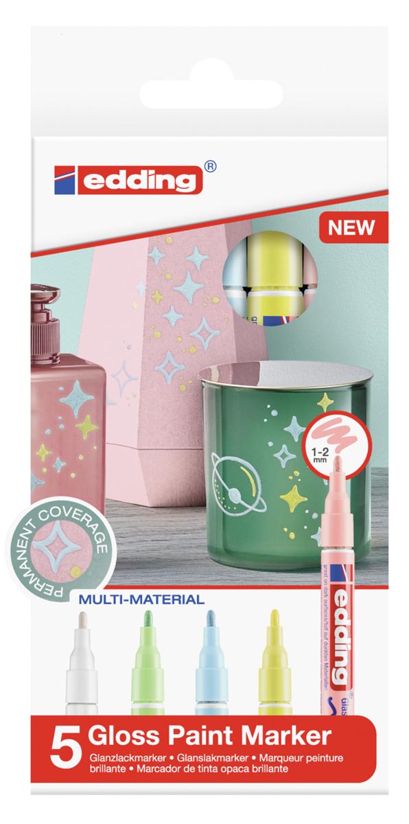 Edding lakmarker 751/5, pastel geassorteerde kleuren