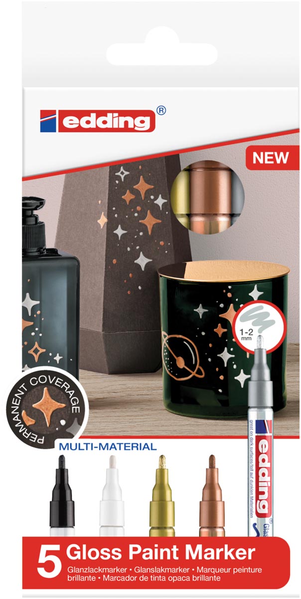 Edding lakmarker 751/5, metallic geassorteerde kleuren