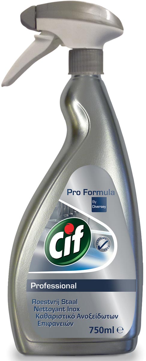 Cif roestvrij staal en glas reiniger, flacon van 750 ml afbeelding