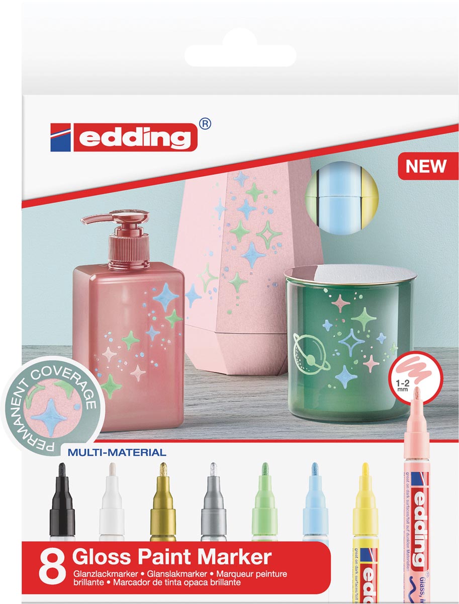 Edding lakmarker 751/8, pastel geassorteerde kleuren