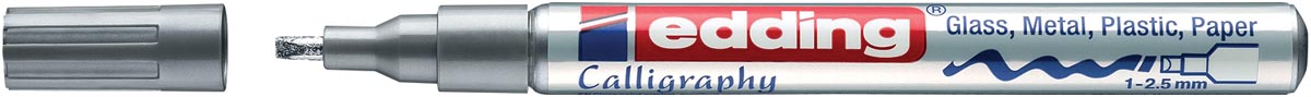 Edding Glanslakmarker Kalligrafie 753, doos van 10 stuks, zilver