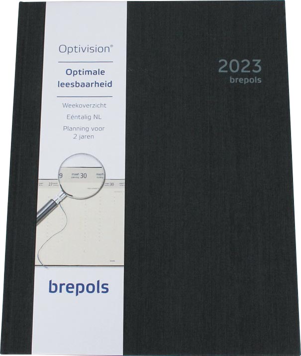 Brepols Optivision XL agenda, Kashmir, Nederlandstalig, zwart, 2023 Brepols Optivision XL agenda, Kashmir, Nederlandstalig, zwart, 2023