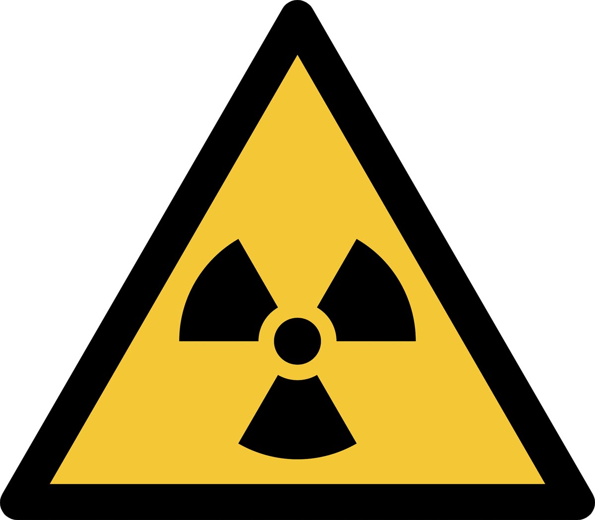 Tarifold waarschuwingsbord uit PP, gevaar voor radioactief materiaal, ft 20 x 17,6 cm